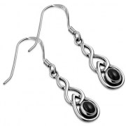 Black Onyx Celtic Knot Earrings - e299